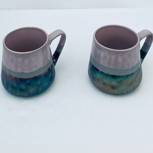 La Rochelle Pink And Gray Metallic Iridescent Mugs Set Of 2 Stoneware